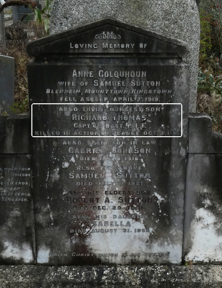 Sutton Memorial · Memorial Stone