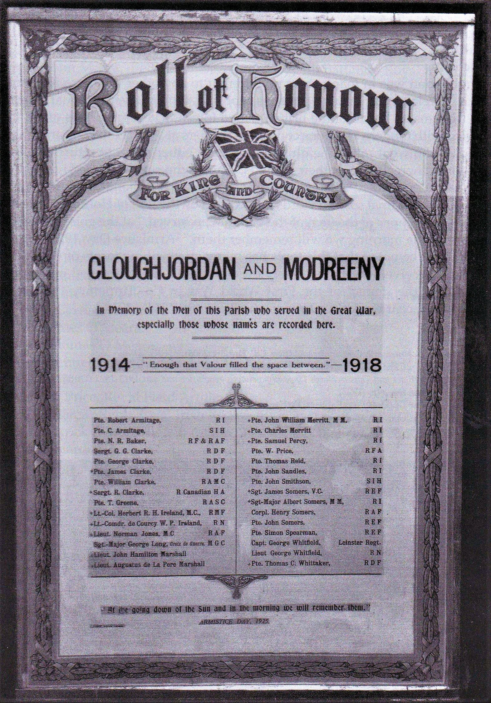 Cloughjordan and Modreeny Roll of Honour · Memorial Stone