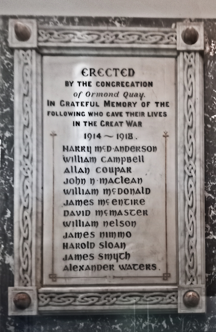 Ormond Quay Presbyterian Church Great War Memorial · Memorial Stone