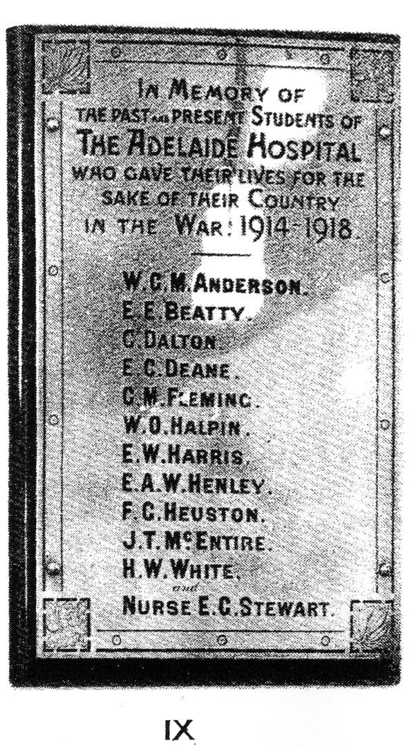 Adelaide Hospital Great War Memorial · Memorial Stone