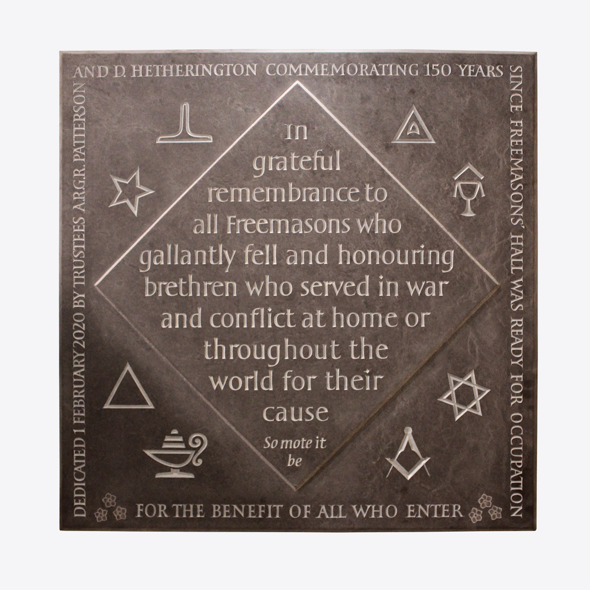 Belfast Freemasons’ Memorial #1570 · Memorial Stone