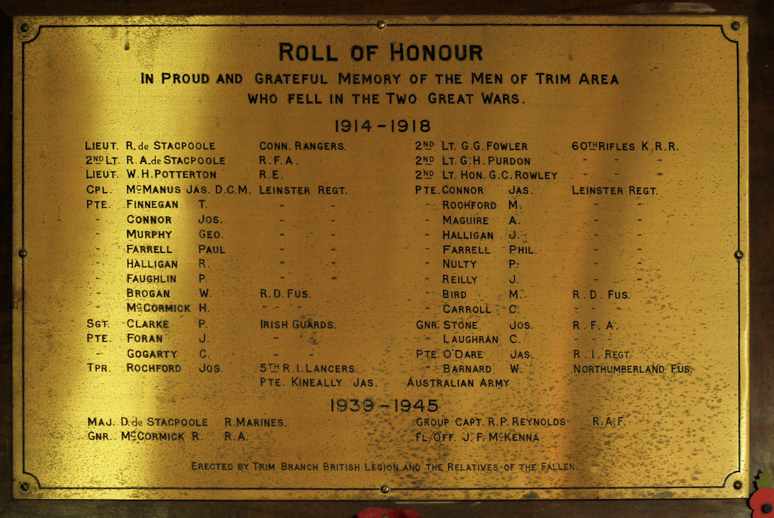 Trim Roll of Honour · Memorial Stone