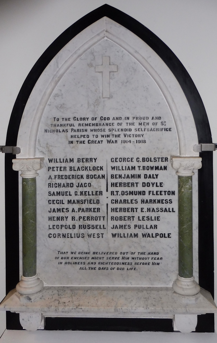 St. Nicholas’s Church War Memorial · Memorial Stone