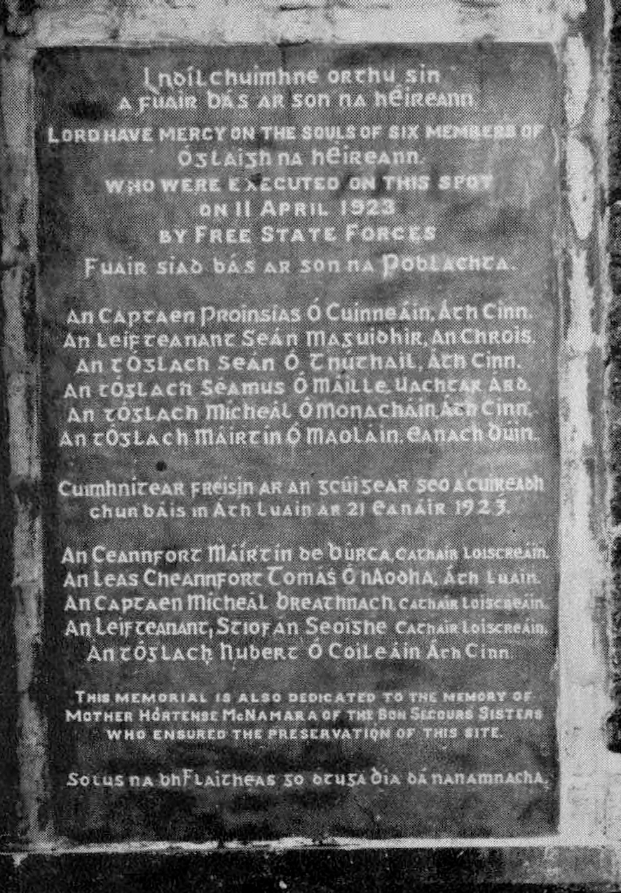 Tuam Civil War Memorial · Memorial Stone