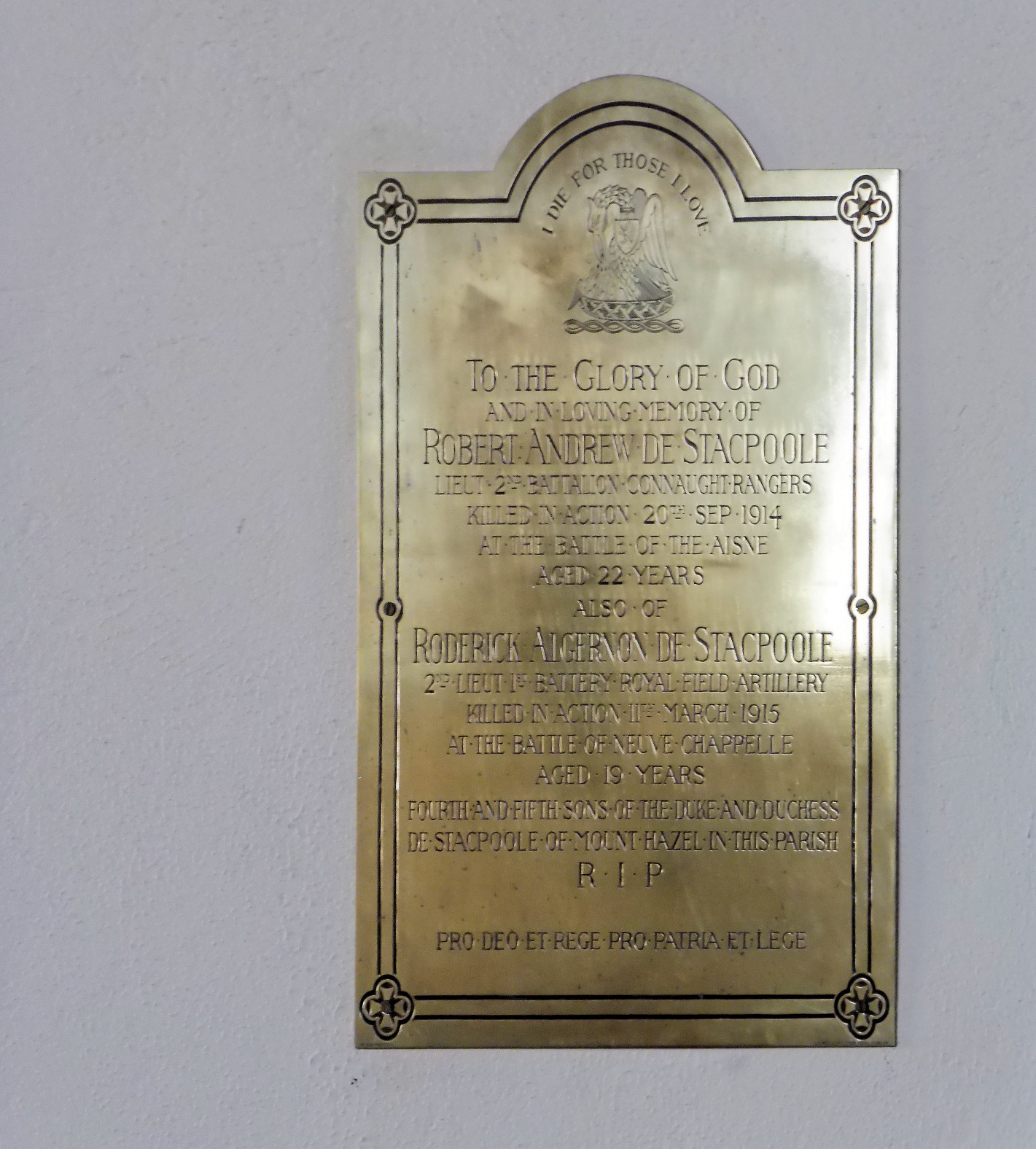 de Stacpoole Memorial · Memorial Stone