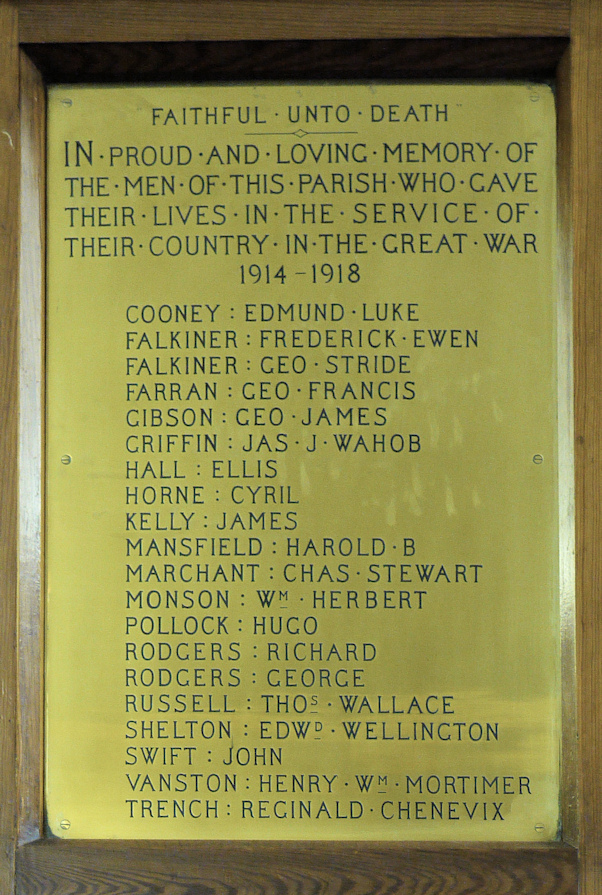 Rathfarnham Church Great War Memorial · Memorial Stone