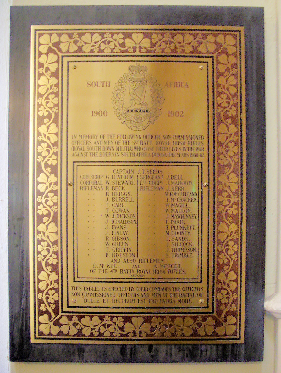 5th Btn. Royal Irish Rifles South Africa Memorial · Memorial Stone
