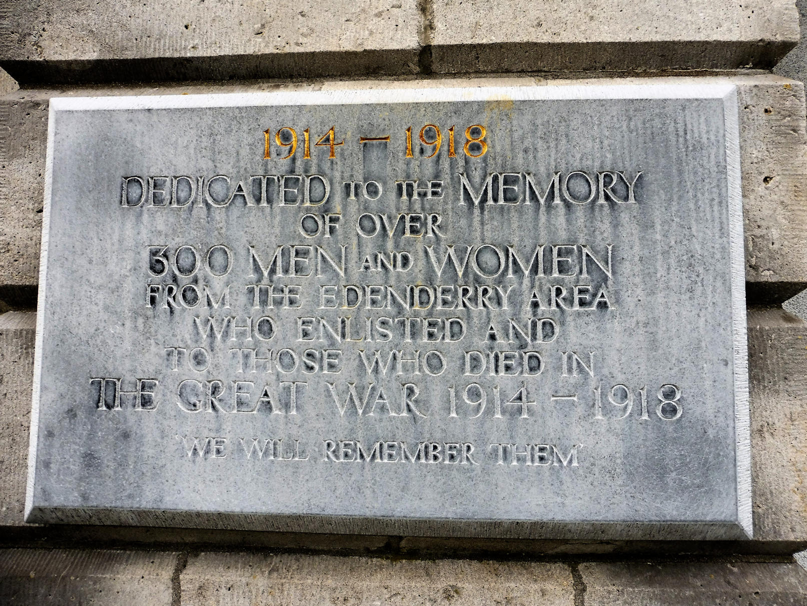 Edenderry WW I Memorial · Memorial Stone
