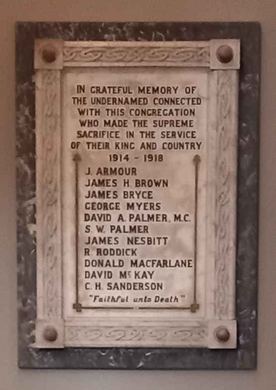 Abbey St. Presbyterian Church Gt. War Memorial · Memorial Stone