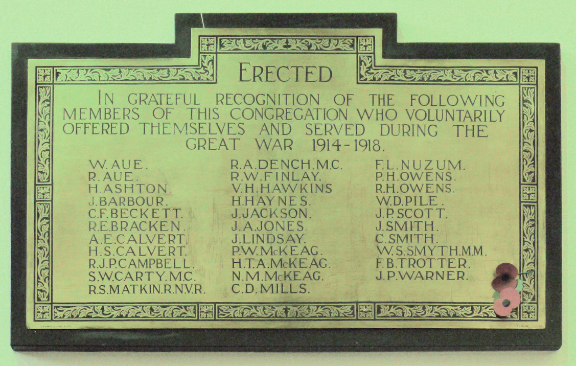 Sandymount Methodist Great War Roll of Honour · Memorial Stone