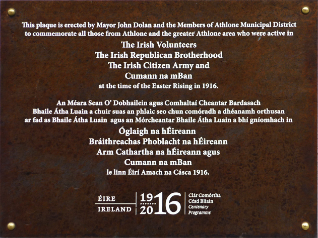 1916 Athlone Volunteers Memorial · Memorial Stone