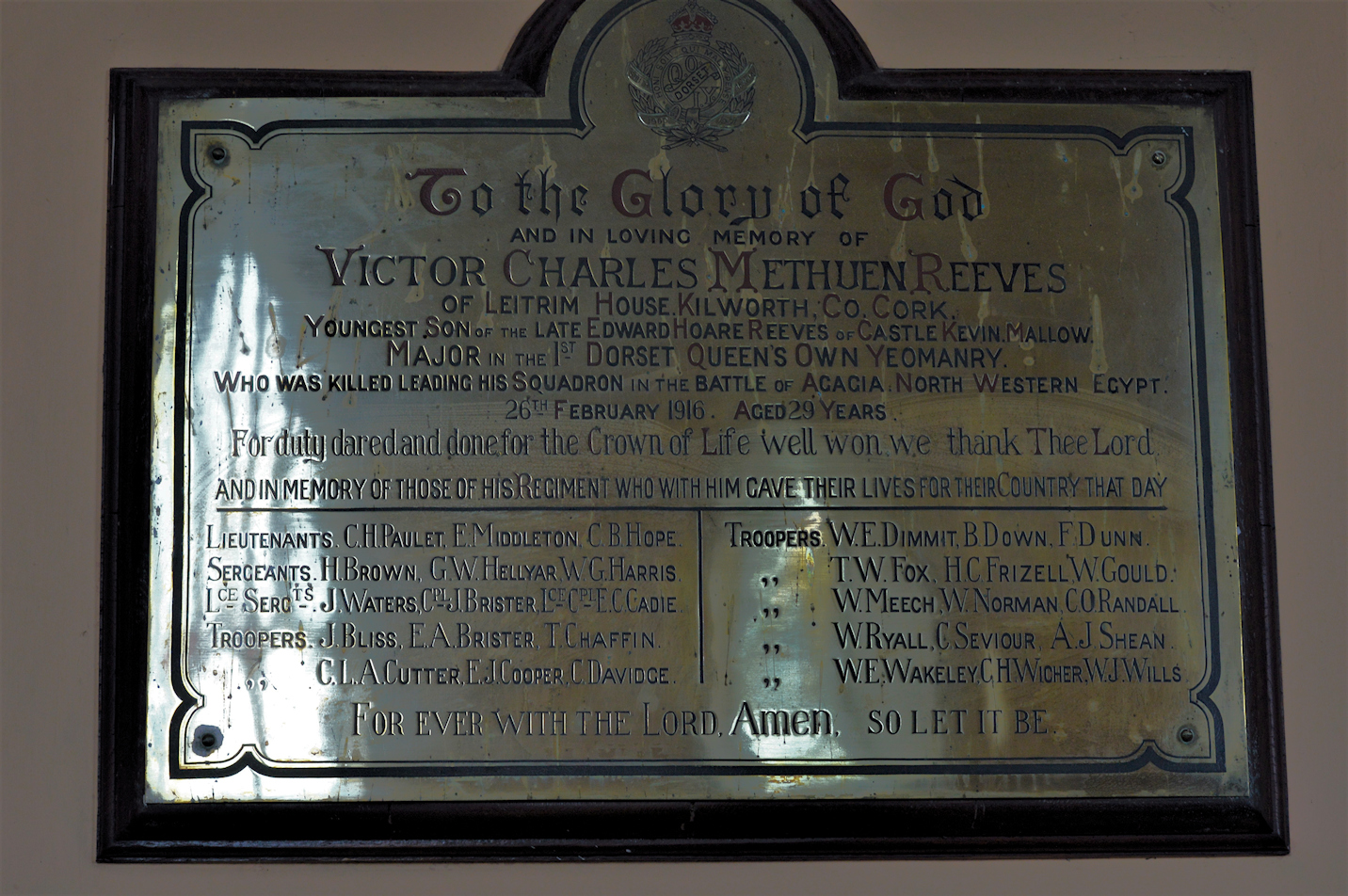 Dorset Yeomanry Memorial · Memorial Stone