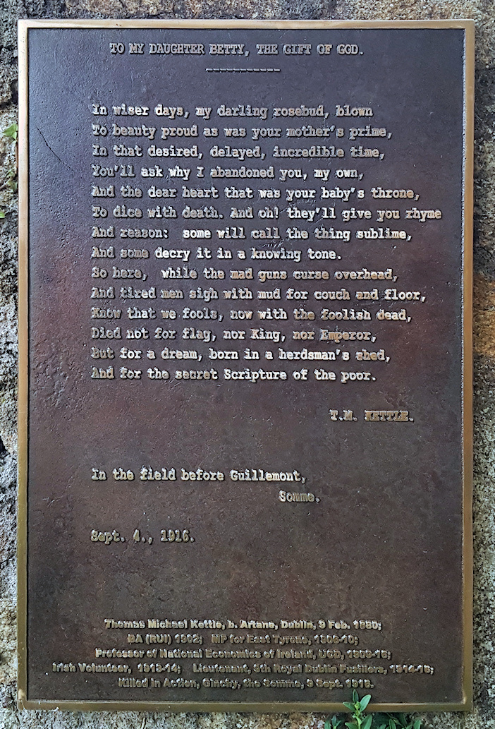 Tom Kettle Memorial · Memorial Stone