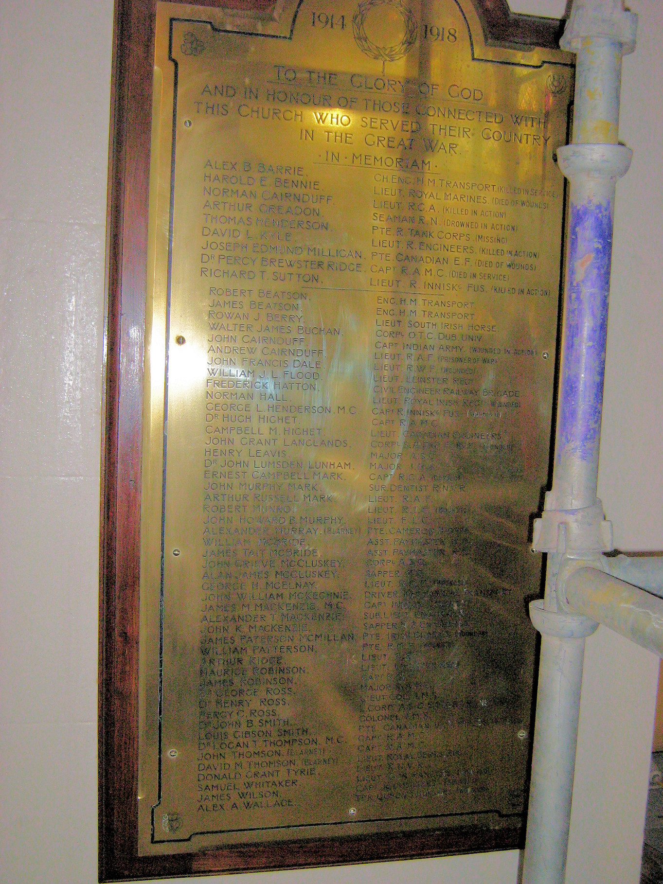 Trinity Presbyterian Church WW I Memorial · Memorial Stone
