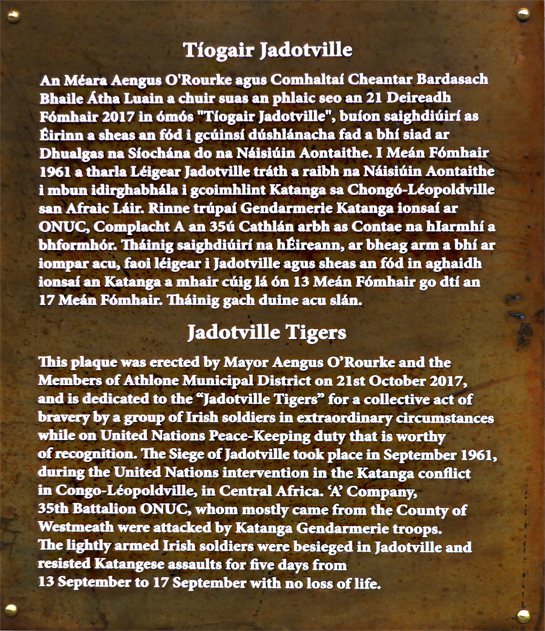 Jadotville Tigers Memorial · Memorial Stone