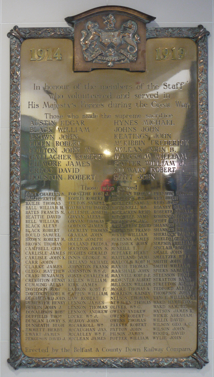 Belfast & Co. Down Railway Great War Memorial #0812 · Memorial Stone