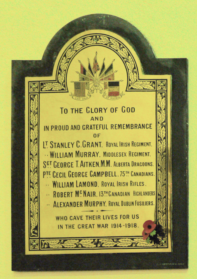 Sandymount Presbyterian Great War Memorial · Memorial Stone