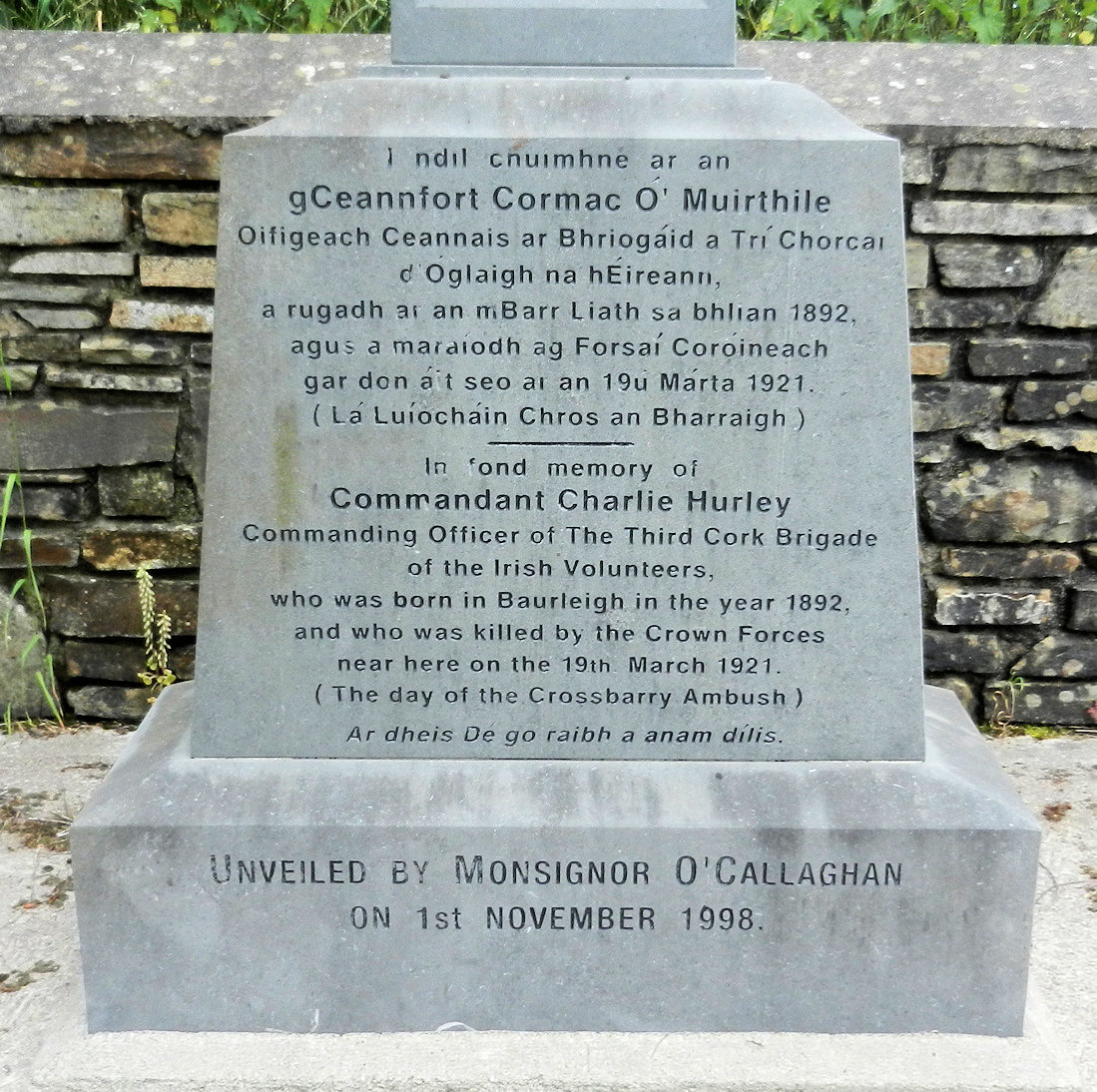 Hurley Memorial · Memorial Stone