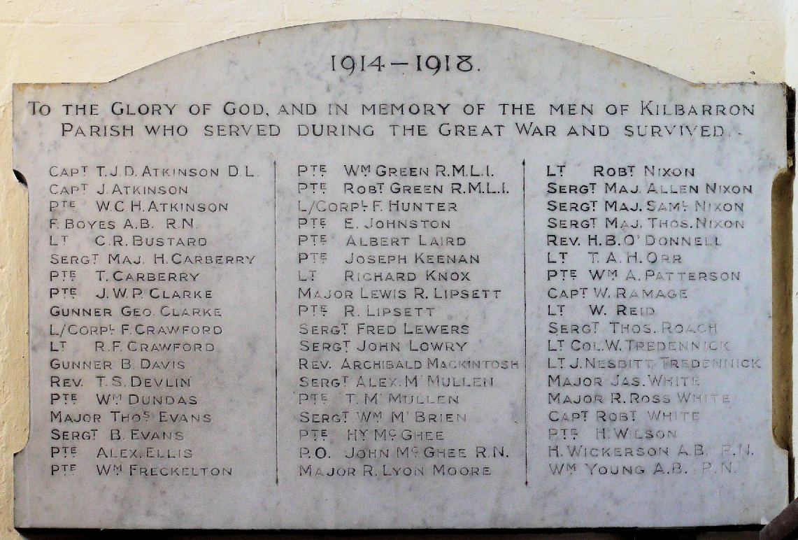 Kilbarron WW I Roll of Honour · Memorial Stone
