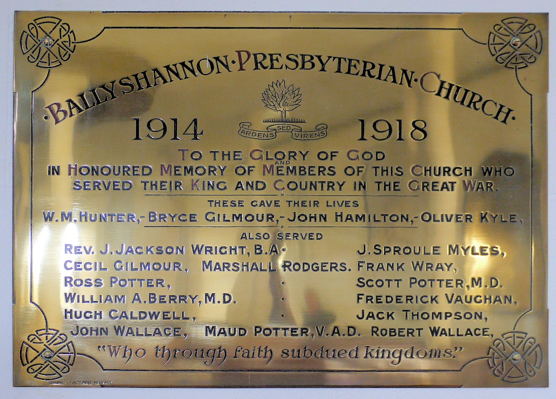 Ballyshannon Presbyterian WW I Memorial · Memorial Stone